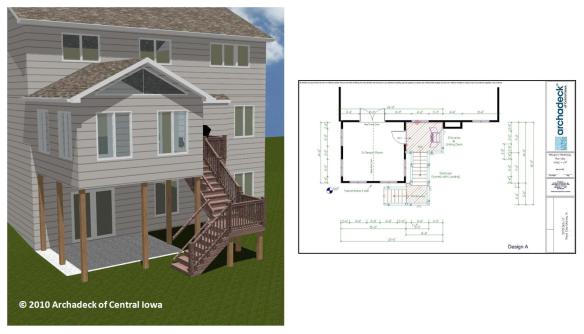 Render and blueprint of sunroom